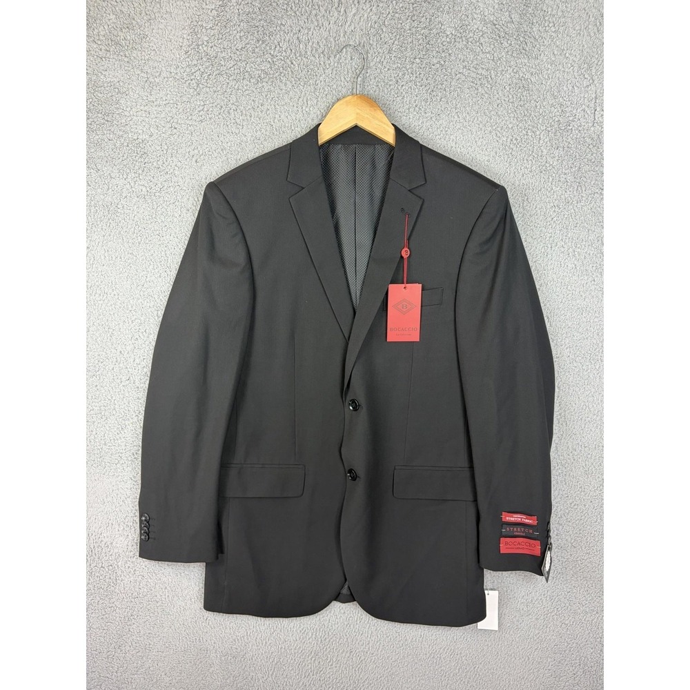 Bocaccio Suit Jacket Men 38 Black Stripe Stretch Blazer Paris Formal New $239